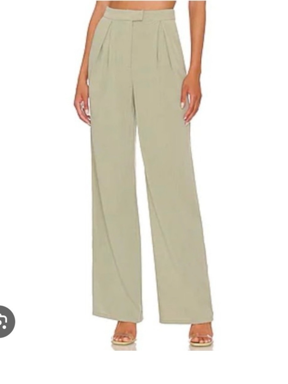 House of Harlow 1960 Wide-Leg Pleated Pants in Sage